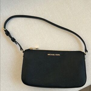 Michael Kors Black mini shoulder purse  with Gold Accents